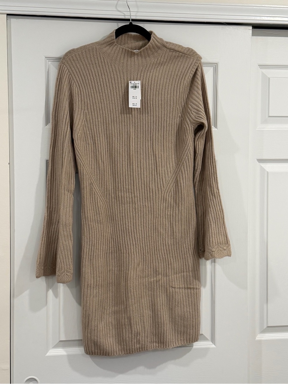 Abercrombie & Fitch Taupe Ribbed Mock-Neck Sweater Dress